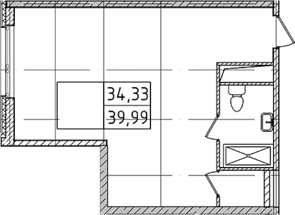 Квартира студия 39.9 м², 9/14 эт., Комплекс апартаментов «Ladozhsky Avenir»
